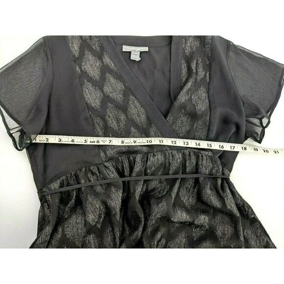 A Pea in the Pod Black Sparkle Shimmer Shirt Top Blouse Sz Medium Tie - Picture 9 of 10